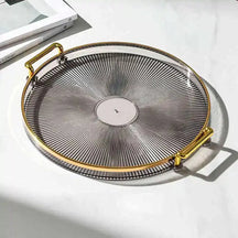 Bandeja de Armazenamento de Luxo com Alça Dourada