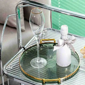 Bandeja de Armazenamento de Luxo com Alça Dourada