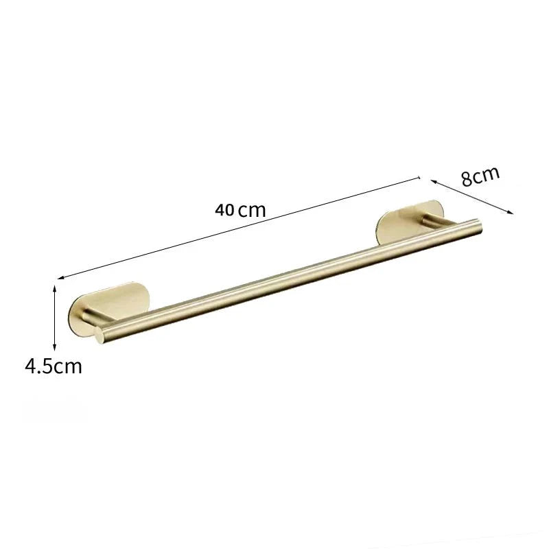 Conjunto Elegante de 5x Acessórios para Banheiro em Dourado - Sem Perfuração, Aço inoxidável