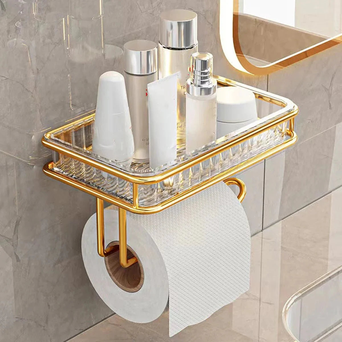 Porta-rolo de Papel Higiênico com suporte dourado